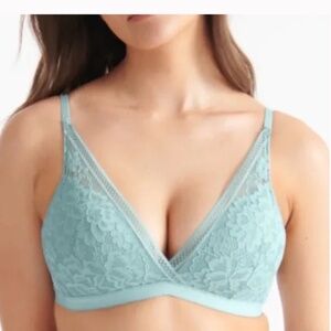 Knix Lace Deep-V Bralette Sz S Sage